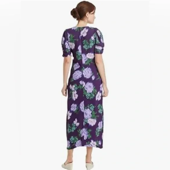 NWT 2 For 1 A New Day High Low Ruched Sleeve Dress 1 Polkadot & 1 Purple Flower - Picture 4 of 15